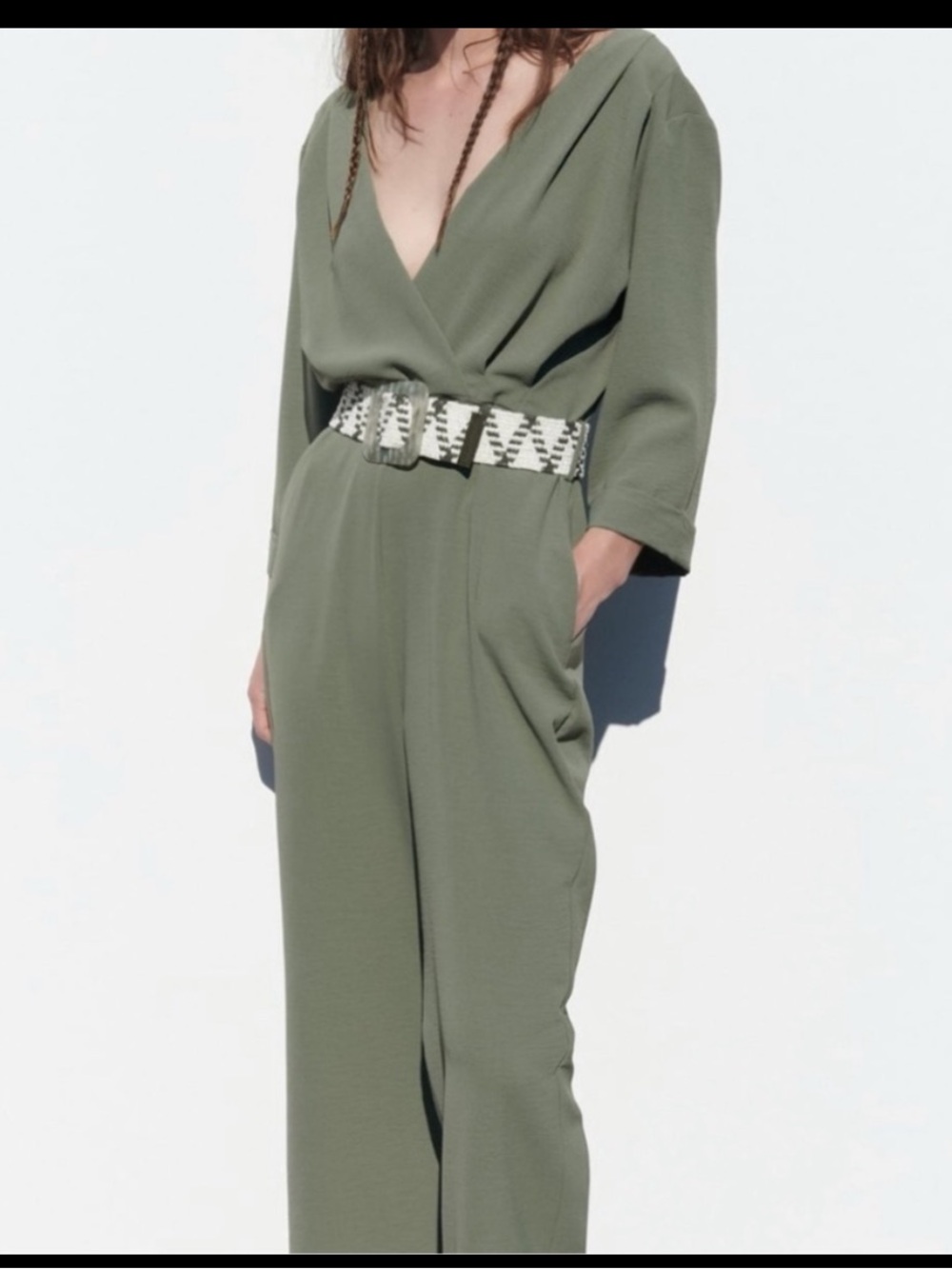 Zara limited edition minimalist linen blend belted jumpsuit